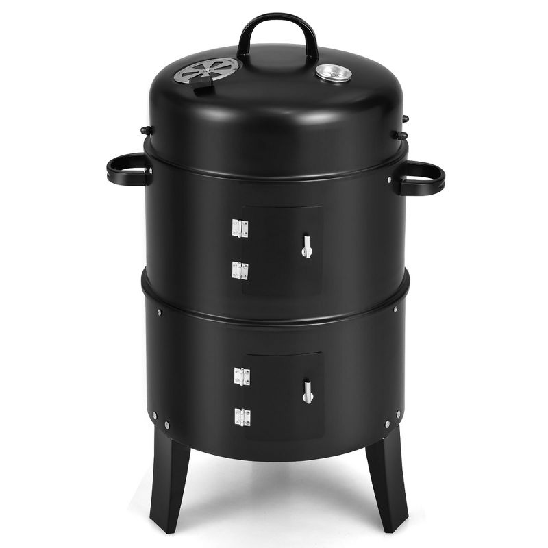 Costway3-in-1 Vertical Charcoal Smoker  Portable BBQ Smoker Grill with Detachable 2 Layer, 1 of 11