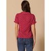 INSPIRE CHIC Women's Elegant Puff Sleeve Polka Dots Peter Pan Collar Vintage Shirt Top - 4 of 4
