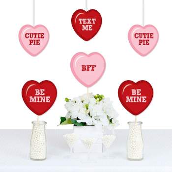 Big Dot of Happiness Conversation Hearts - Heart Decorations DIY Valentine's Day Party Essentials - Set of 20
