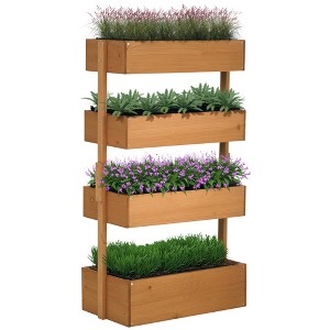Vertical 4 Tier Raised Garden Beden Planter Box, Self-Draining with Bed Liner for Indoor Outdoor Flowers, Vegetables and Herbs - 1 of 4
