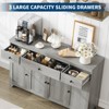 55" Sideboard Buffet Cabinet with Storage, Minimalist Kitchen Storage Cabinet with 3 Drawers & 4 Doors, Coffee Bar with Adjustable Shelf - 4 of 4