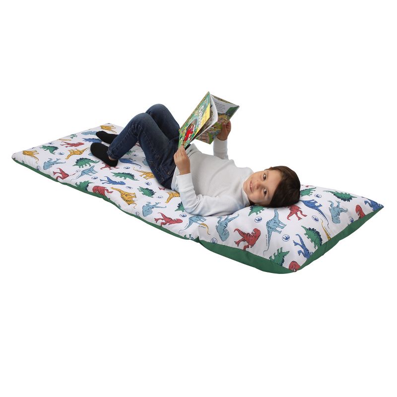 Universal Jurassic World Wild and Free Green, Blue, and Yellow Dinosaur Deluxe Easy Fold Toddler Nap Mat, 2 of 6