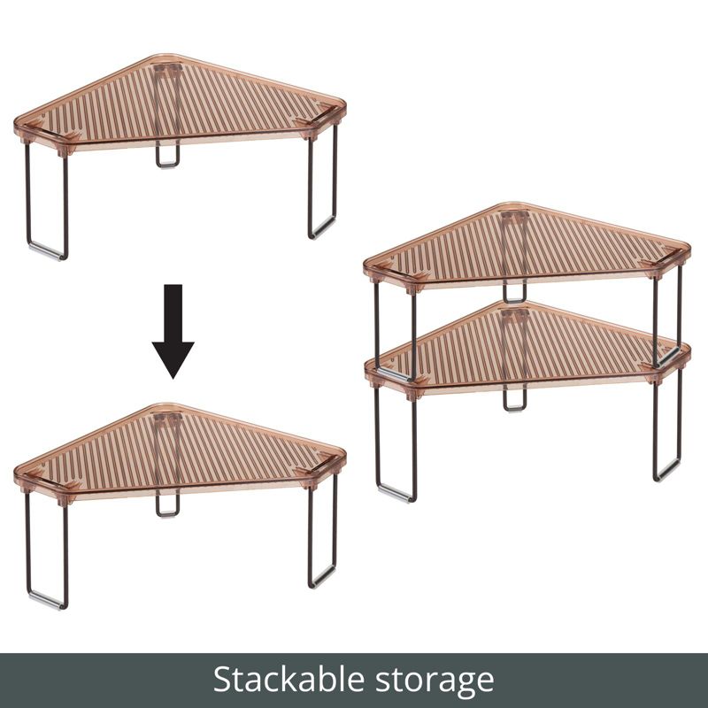 mDesign Plastic/Steel Corner Stackable Rack, Bathroom, 5 of 10