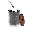 Unique Bargains U-Shaped Cup Cylindrical Cover Acrylic Cotton Swab Holders Bathroom Transparent Dark Brown 1Pc - 3 of 4