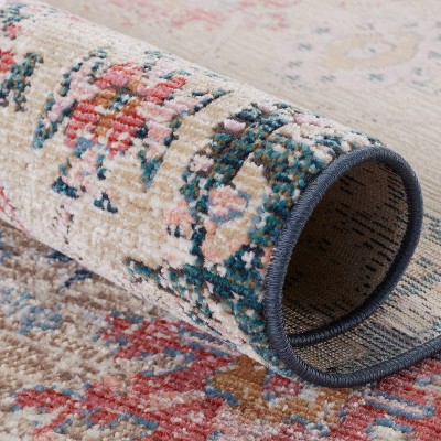 Elva Blue and Beige Rectangular Reversible Area Rug