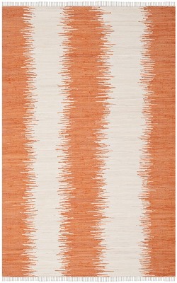 Coastal Charm Orange Cotton Flat Woven 4'x6' Area Rug