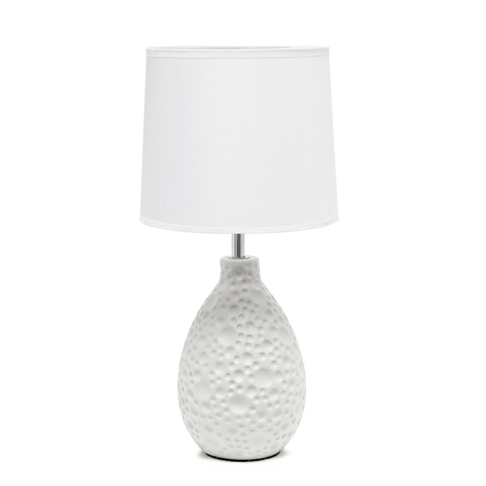 Photos - Floodlight / Street Light Textured Stucco Ceramic Oval Table Lamp White - Simple Designs