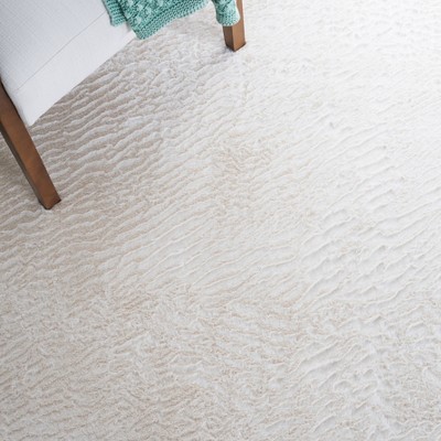 Off-White Faux Rabbit Fur 5' x 7' Rectangular Area Rug