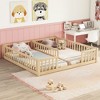 CAVINAS Double Twin Bed Frame with Fence Guardrails,Without Door,Modern Floor Bed for Kids Room,Bedroom - 2 of 4