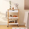 Tangkula 3-Tier Kitchen Island Cart Rolling Service Trolley w/ Bamboo Top Shelves - 2 of 4