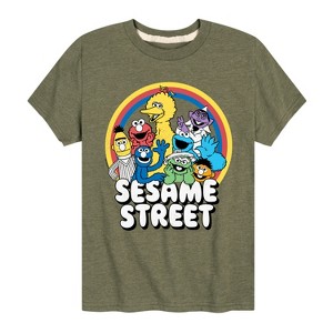 Boys' - Sesame Street - Sesame Group Rainbow Short Sleeve Graphic T-Shirt - 1 of 4