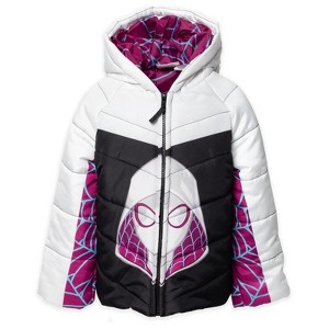 Marvel Spidey and His Amazing Friends Ghost-Spider Girls Zip Up Puffer Jacket Toddler - 1 of 4