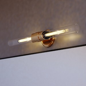 VAXCEL Webster 2 Light LED Compatible Contemporary Bathroom Vanity Wall Sconce Fixture Clear Glass - 1 of 4