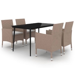 vidaXL Garden Dining Set Beige PE Rattan 5-Piece Set Durable - 1 of 4
