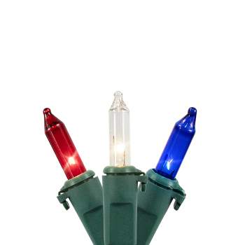 Northlight Mini Christmas String Lights - Red, White and Blue - 20.25' Green Wire - 100ct