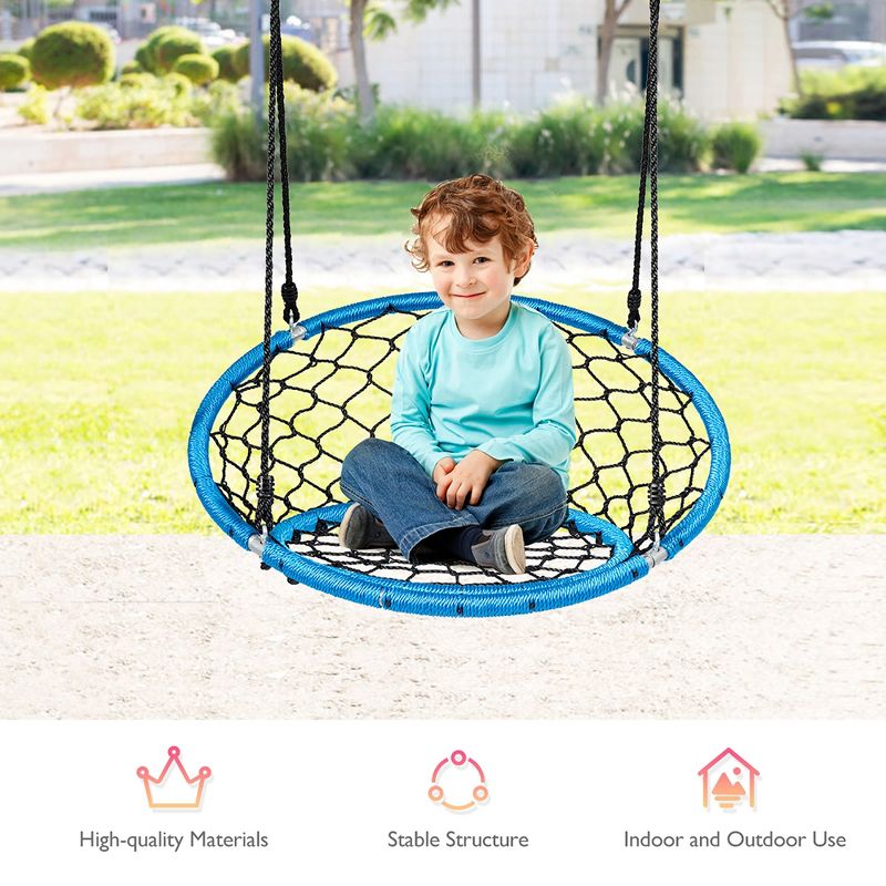 Costway Spider Web Chair Swing w/ Adjustable Hanging Ropes Kids Play Equipment BlueOrange, 4 of 11