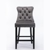 VYNXARIA Contemporary Velvet Upholstered Barstools with Button Tufted Decoration and Wooden LegsSet of 2 (Gray) - 4 of 4