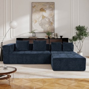 Modern Large Removable Modular Sofa, 3-Piece Set with Free Combination, Includes 4 Cushions, Ideal for Living Room, Bedroom, Apartment - 1 of 4