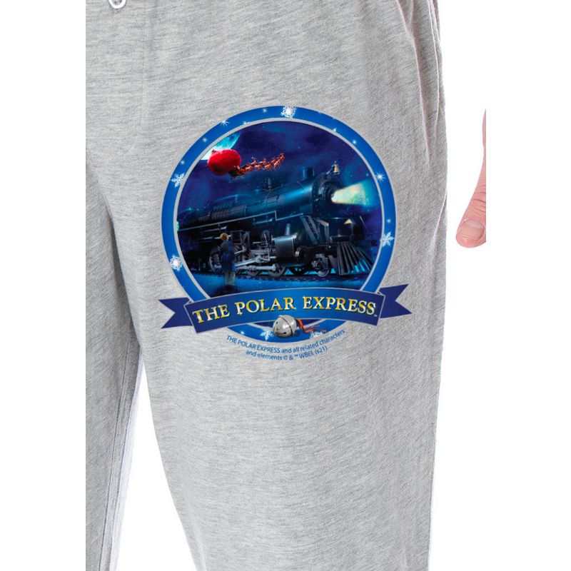 The Polar Express Men's Train Circle Logo Loungewear Sleep Pajama Pants Heather Grey, 3 of 4