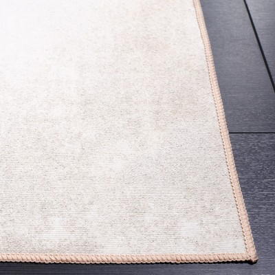 Beige and Gold Abstract Washable Synthetic 6' x 9' Rug