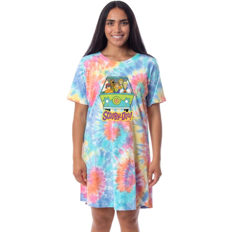 Scooby-Doo Womens' The Gang Mystery Machine Nightgown Sleep Pajama Shirt Multicolored, 1 of 6