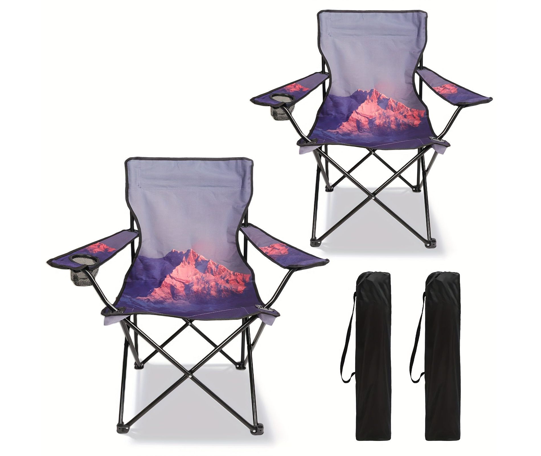 UBSSO Scenic Print Folding Camping Chair Orange 2