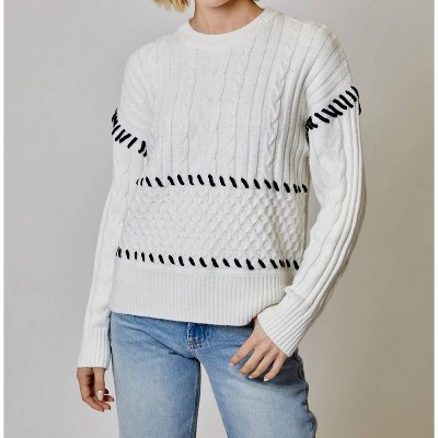 Women's Cableknit Combo Stitched Sweater - DESIGN HISTORY
