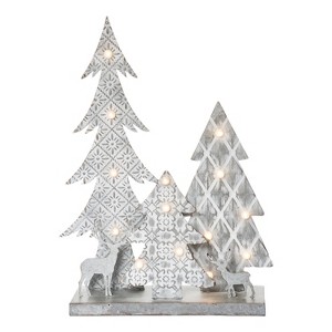 Transpac Metal 21.25 in. Silver Christmas Rustic Scene - 1 of 4