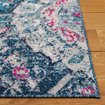 Boho Chic Glam Paisley Bluegrey Square Synthetic Area Rug