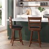 Merrick Lane 24" Classic Wooden Ladderback Swivel Counter Height Stool with Upholstered Padded Seat and Integrated Footrest - 4 of 4