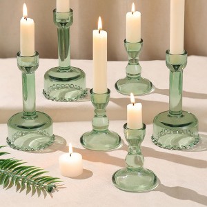 MOEPISY 6 Pcs Green Combination Candle Holders Set, Crystal Candle Holders - 1 of 4