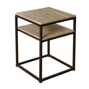 Piazza Contemporary End Table with Metal Frame & Reclaimed Look - Buylateral - 1 of 3