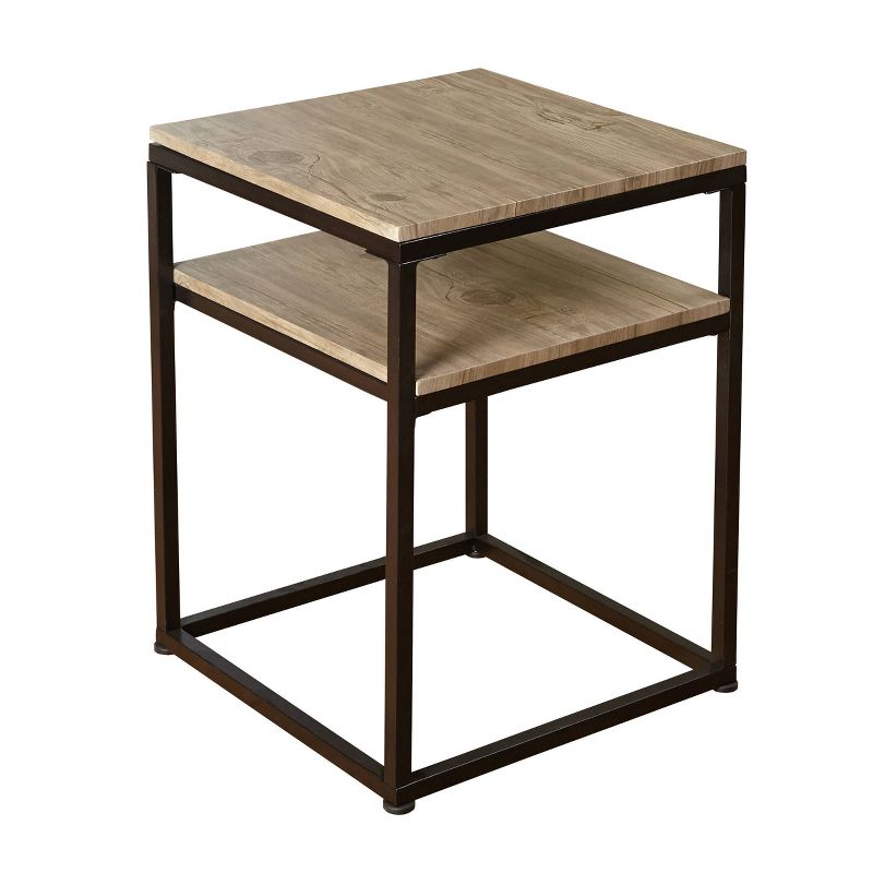 Piazza Contemporary End Table Black/Natural - Buylateral, 1 of 5