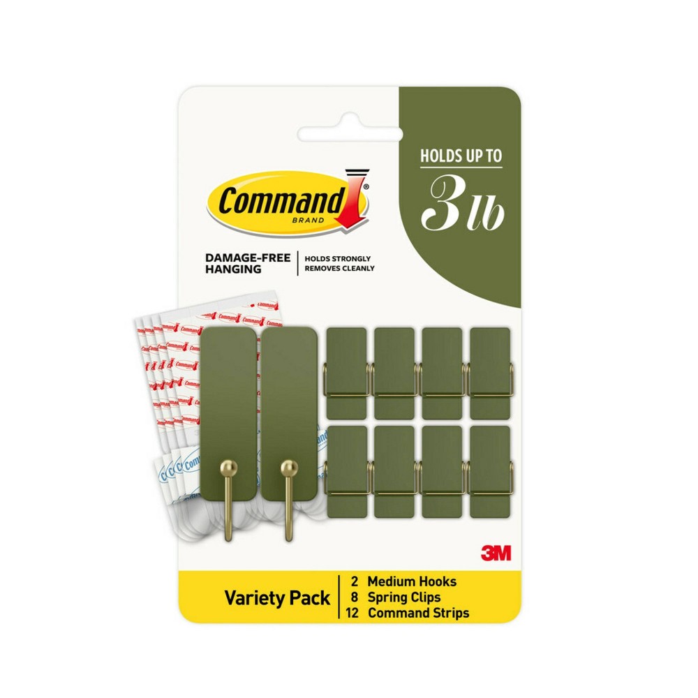 Photos - Mount/Stand Command Limited Addition Holiday Mixed Hooks Pack Sage 10 Hooks 12 Strips: Plastic Adhesive Hangers, 10 Pack 