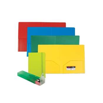 JAM Paper Back To School Assortments Green 4 Heavy Duty Folders 1 Green Journal & 1 Green Pencil