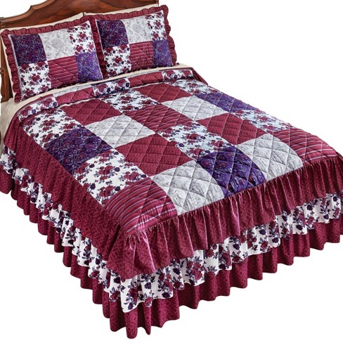 Collections Etc Patchwork Ruffled Bedspread - image 1 of 3