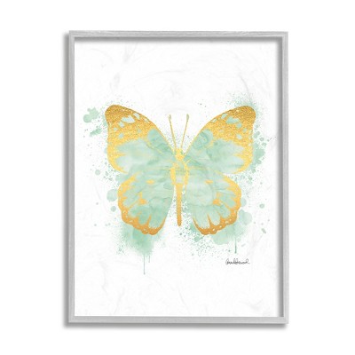 Stupell Industries Seafoam Green Butterfly Watercolor Paint Splatter