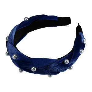 Unique Bargains Women's Braided Faux Pearl Velvet Headband Hairband Accessories 1.2" Wide 1 Pc - 1 of 4