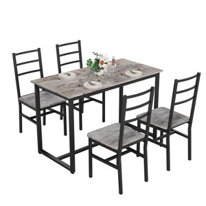 Rbied 5-Piece Wood Rectangle Indoor Outdoor Bistro Set Dining Set for Small Place, Kitchen, Dining Room, Patio - 1 of 4