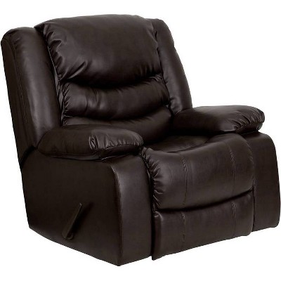 Plush Leather Lever Rocker Recliner with Padded Arms Brown - Riverstone Furniture Collection