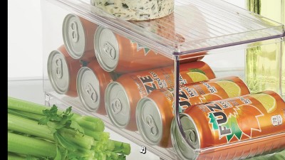 Clear Recycled Plastic Soda Can Organizer with Lid