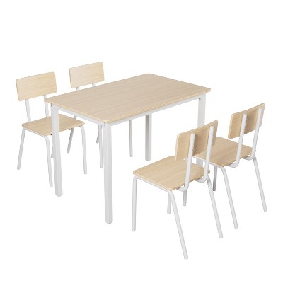 NicBex Dining Table Set for 4 Kitchen Table Square Dining Table Set Metal Frame and MDF Board with 4 Chairs