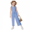 Girls Sleeveless Jumpsuits Scoop Neck Keyhole Back Soft Tank Jumpsuits Back Elastic Waist Wide Leg Jumpsuits with Pockets,Blue - 120 - 4 of 4
