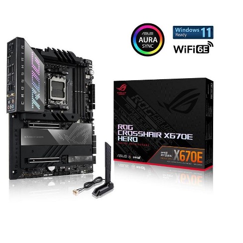 Asus ROG Crosshair X670E HERO Gaming Desktop Motherboard - AMD X670 Chipset - ATX - image 1 of 4