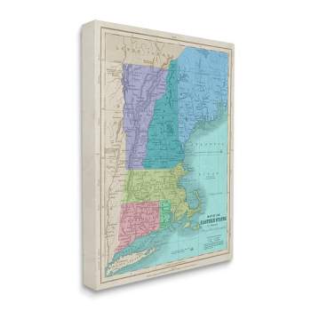 Stupell Industries Map Of Eastern States New England Border Lines Gallery Wrapped Canvas Wall Art, 30 x 40