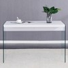 Syemin End Table, Modern Coffee Table, With Clear Tempered Glass Table Legs, Storage Function for Living Room, Bedroom, White, 47.2"*27.5"*30" - 3 of 4