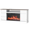 Modern 3-Sided Glass TV Stand with Electric Fireplace for TVs up to 80", Entertainment Center with LED Lights - 2 of 4