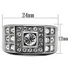 Slickblue Men's Round Polished Stainless Steel Ring, Clear Synthetic Crystals Detail, Sleek Band, Size 8-13 - 2 of 4
