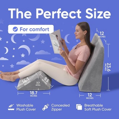 Navy Memory Foam Wedge Pillow Set for Back and Leg Support