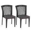 Outdoor Dining Chairs Set of 2, Stackable Dining Chairs with Rattan and Steel Frame, for Patio, Garden, Balcony-Tanpinhause - 2 of 4